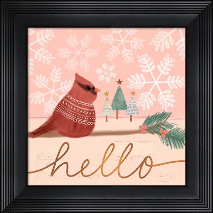 Framed Hello Cardinal Print