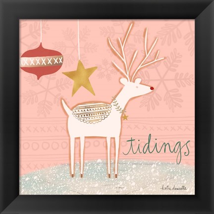 Framed Reindeer Tidings Print