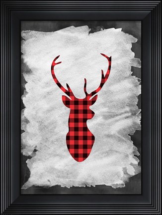 Framed Plaid Deer Head Print