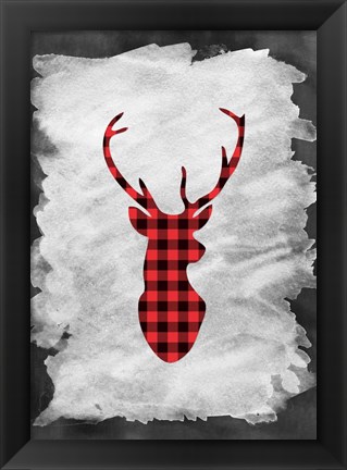 Framed Plaid Deer Head Print