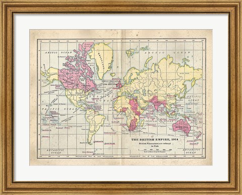 Framed Vintage British Empire Map Print