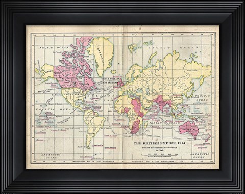 Framed Vintage British Empire Map Print