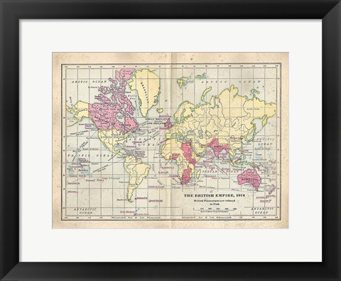 Framed Vintage British Empire Map Print