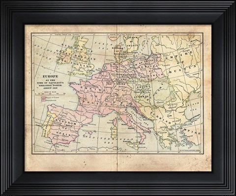 Framed Vintage Napoleon Empire Map Print