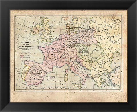 Framed Vintage Napoleon Empire Map Print