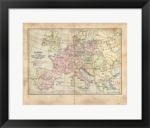 Framed Vintage Napoleon Empire Map Print