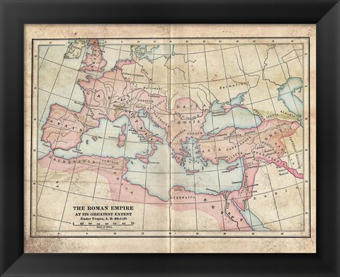 Framed Vintage Roman Empire Map Print