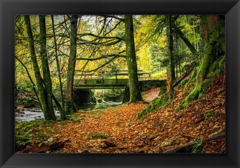Framed Black Forest River Bridge Print