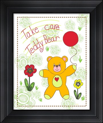 Framed Take Care Teddy Bear Print