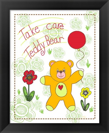 Framed Take Care Teddy Bear Print