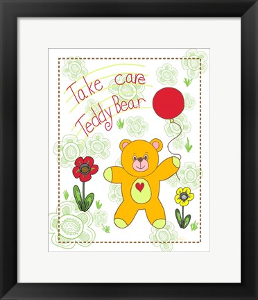 Framed Take Care Teddy Bear Print