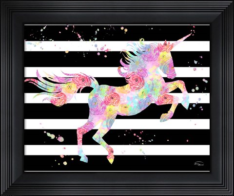 Framed Unicorn Stripes Print
