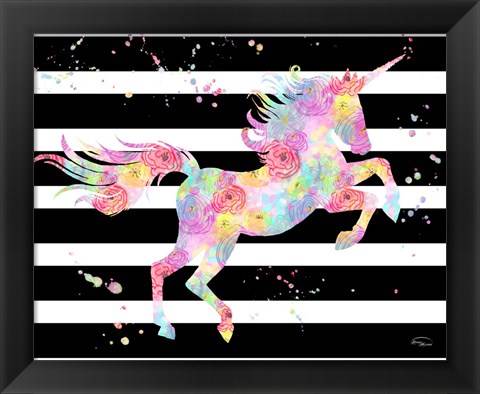 Framed Unicorn Stripes Print
