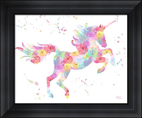 Framed Unicorn White Print
