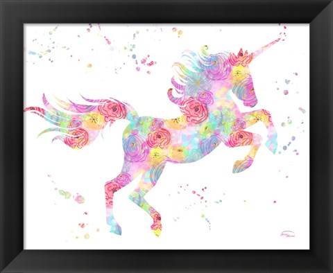 Framed Unicorn White Print