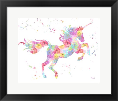 Framed Unicorn White Print