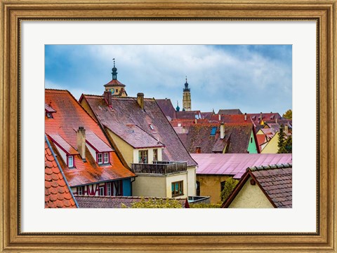 Framed Red Roofs of Rothenburg I Print