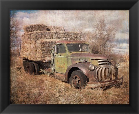 Framed Vintage Hay Truck Print