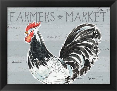 Framed Roosters Call I - No Dots Print