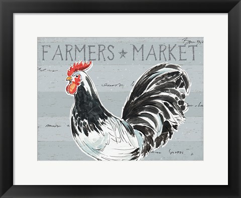 Framed Roosters Call I - No Dots Print