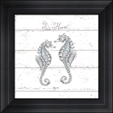 Framed Aqua Underwater Life V Shiplap Print