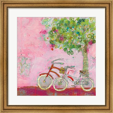 Framed Pink Bicycles Print