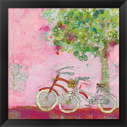 Framed Pink Bicycles Print