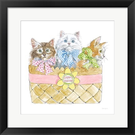 Framed Easter Kitties I Print