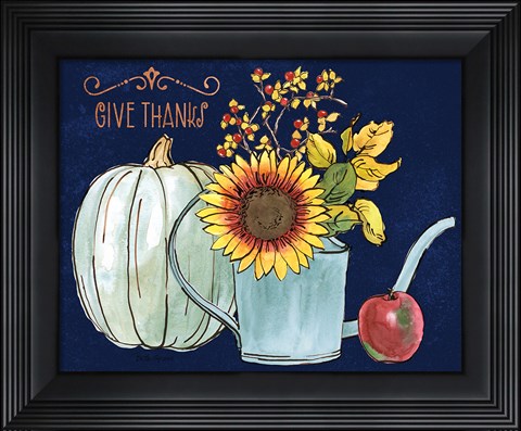 Framed October Garden III Blue Print
