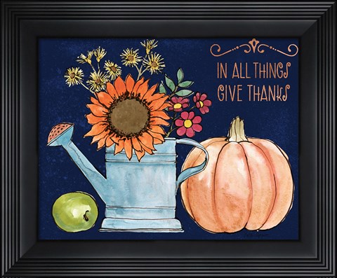 Framed October Garden II Blue Print