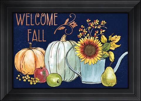Framed October Garden XIII Blue Print