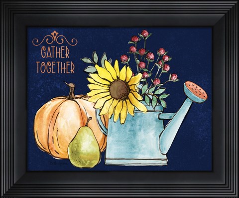 Framed October Garden I Blue Print