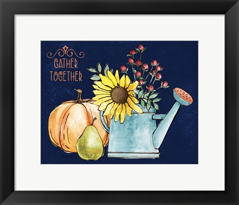 Framed October Garden I Blue Print