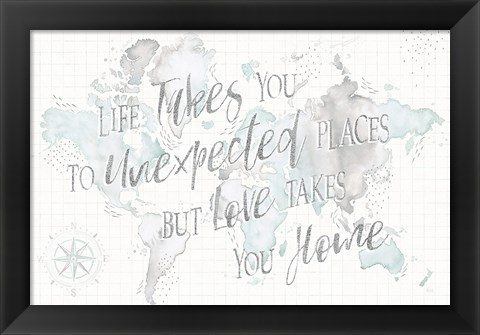 Framed Wonderful World I Mint Unexpected Places Print