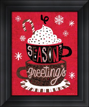 Framed Festive Holiday Cocoa Seasons Greetings Print