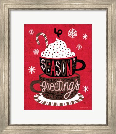 Framed Festive Holiday Cocoa Seasons Greetings Print