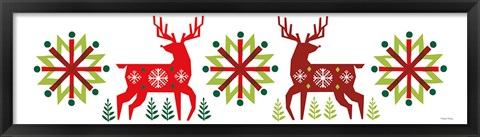 Framed Geometric Holiday Reindeer III Print