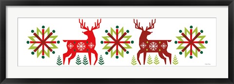 Framed Geometric Holiday Reindeer III Print