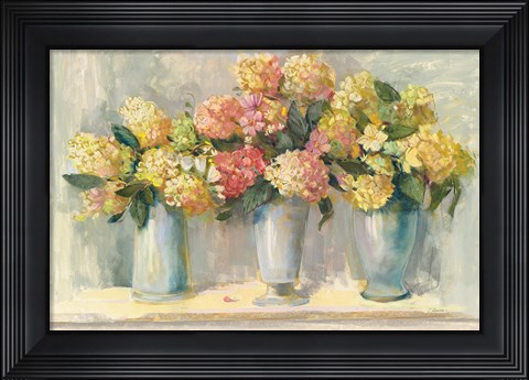 Framed Ivory and Blush Hydrangea Bouquets Print