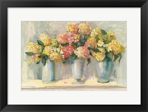 Framed Ivory and Blush Hydrangea Bouquets Print