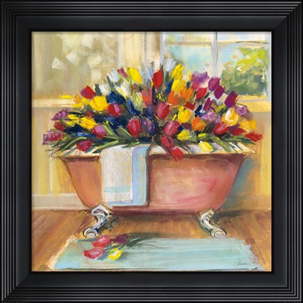 Framed Bathtub Bouquet II Print