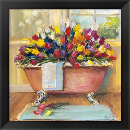 Framed Bathtub Bouquet II Print