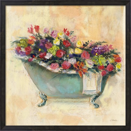 Framed Bathtub Bouquet I Print