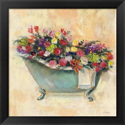 Framed Bathtub Bouquet I Print