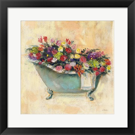 Framed Bathtub Bouquet I Print