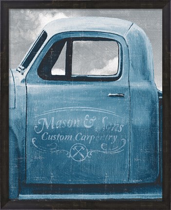Framed Lets Go for a Ride II Vintage Blue Print