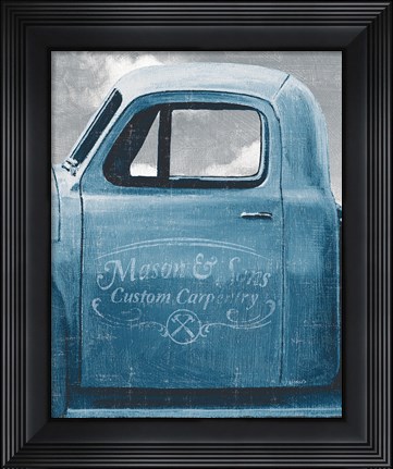 Framed Lets Go for a Ride II Vintage Blue Print