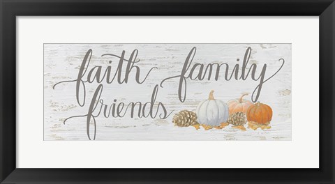 Framed Beautiful Bounty Sign III Faith Family Friends Script Print