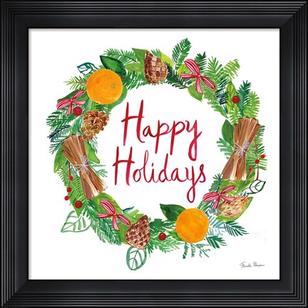 Framed Holiday Wreath II Print