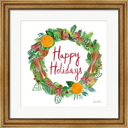 Framed Holiday Wreath II Print